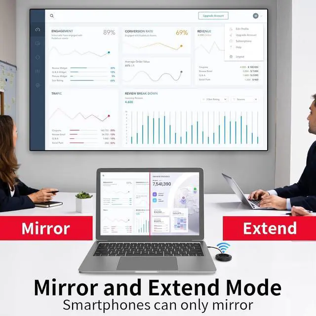 Alt view image 2 of 7 - Wireless HDMI Display Dongle Adapter - Portable 1080P 60Hz USB C Transmitter for TV Upgraded 2G/5G Mirroring Adapter Stream Video to Monitor Projector for Phone iOS Android Windows PC