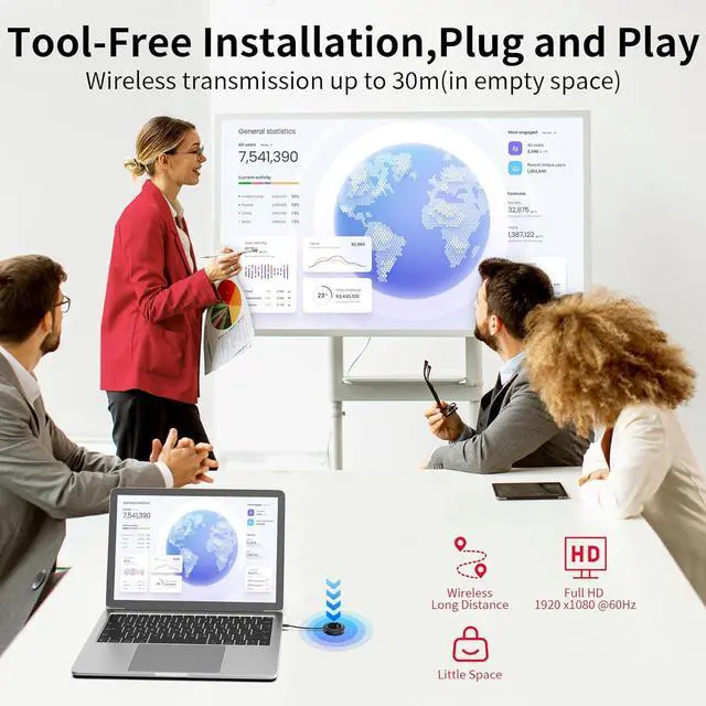 Alt view image 4 of 7 - Wireless HDMI Display Dongle Adapter - Portable 1080P 60Hz USB C Transmitter for TV Upgraded 2G/5G Mirroring Adapter Stream Video to Monitor Projector for Phone iOS Android Windows PC