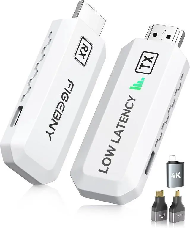 Main image of Wireless HDMI Transmitter and Receiver 4K Decode 1080P Output Ultra Low Latency, Plug&Play 2.4G/5G Portable Extender, 165FT HD Display Adapter for TV Box/PC/Laptop/Projector/DV/Camera White