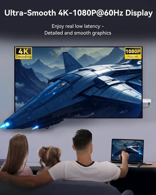 Alt view image 7 of 7 - Wireless HDMI Transmitter and Receiver 4K Decode 1080P Output Ultra Low Latency, Plug&Play 2.4G/5G Portable Extender, 165FT HD Display Adapter for TV Box/PC/Laptop/Projector/DV/Camera White