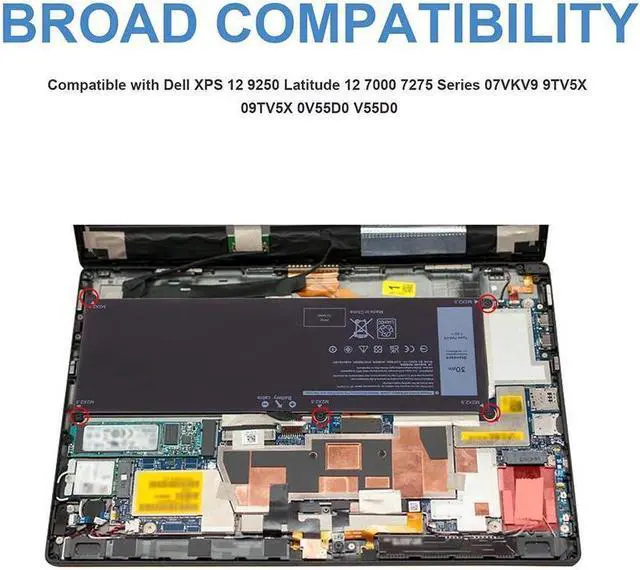 Alt view image 3 of 5 - Genuine Dell Latitude 12 XPS 9250 Series 7.6V 30Wh Battery 7VKV9 9TV5X T02H001