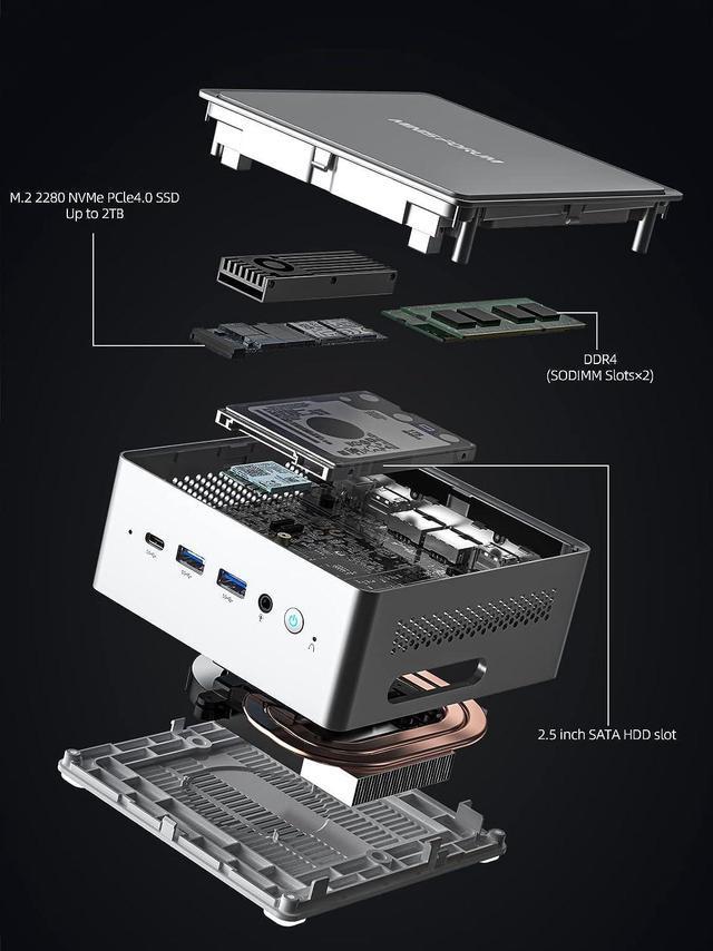 Mini PC Minis Forum NAB5, Intel Core i5 12450H 4.4 GHz, RAM 8GB DDR4, 512GB  SSD