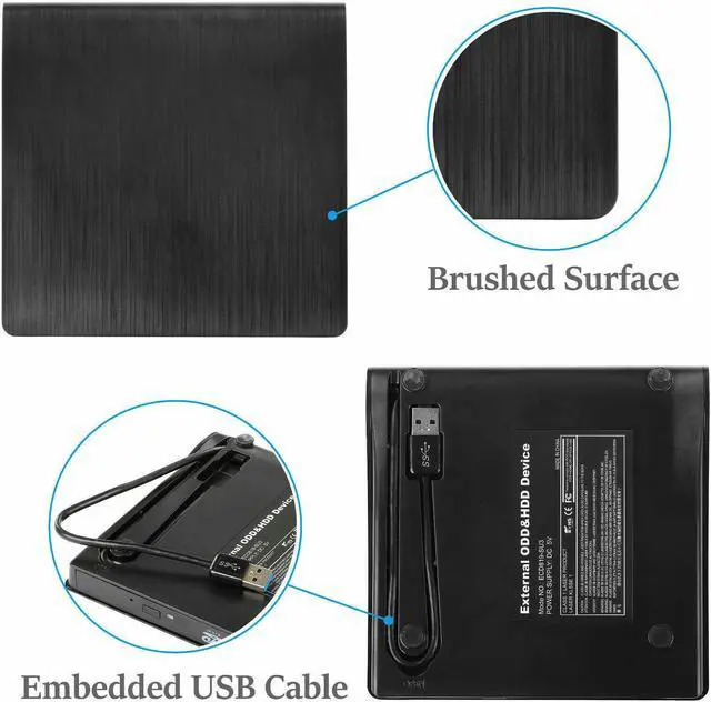 Alt view image 5 of 7 - External Portable CD/DVD Drive Slim USB 3.0 Re-Writer Burner Reader RW Drive