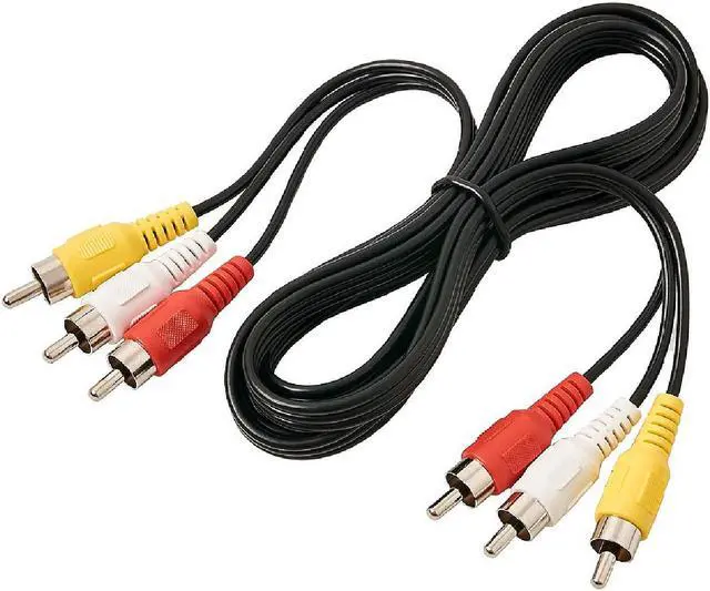 Alt view image 4 of 4 - AV Male to Male 3 RCA Audio Video Composite Cable Black (6 feet)
