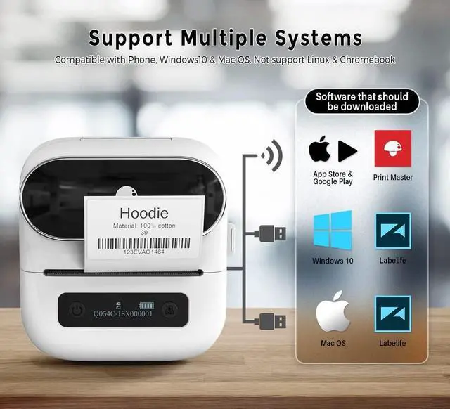 Alt view image 4 of 7 - M220 Label Maker, Upgrade 3 Inch Barcode Label Printer, Portable Sticker Maker Machine for Barcode, Name, Address, Labeling, Mailing, Home, Office & Small Business, Compatible with Phones&PC