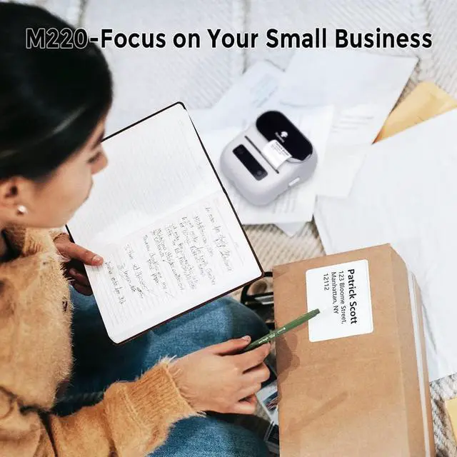 Alt view image 7 of 7 - M220 Label Maker, Upgrade 3 Inch Barcode Label Printer, Portable Sticker Maker Machine for Barcode, Name, Address, Labeling, Mailing, Home, Office & Small Business, Compatible with Phones&PC