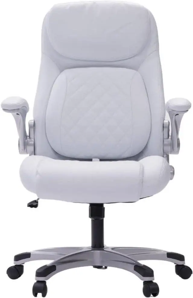 Main image of Posture Ergonomic PU Leather Office Chair. Click5 Lumbar Support with FlipAdjust Armrests. Modern Executive Chair and Computer Desk Chair (White)