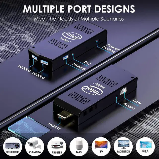 Alt view image 6 of 7 - PC Stick Windows 11 Pro,Mini PC Stick Intel Celeron N4020(Up to 2.8GHz),Portable Computer 8GB DDR4 256GB SSD Support M.2 SATA 3,Gigabit Ethernet,WiFi,BT 4.2,USB 3.0