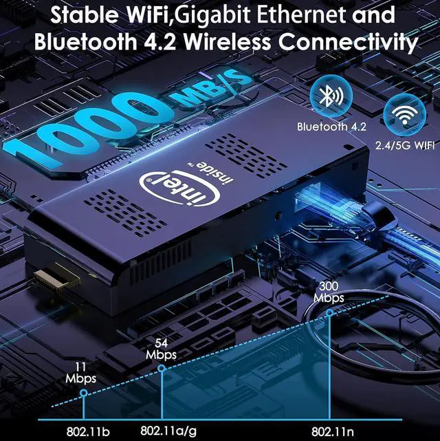 Alt view image 5 of 7 - PC Stick Windows 11 Pro,Mini PC Stick Intel Celeron N4020(Up to 2.8GHz),Portable Computer 8GB DDR4 256GB SSD Support M.2 SATA 3,Gigabit Ethernet,WiFi,BT 4.2,USB 3.0