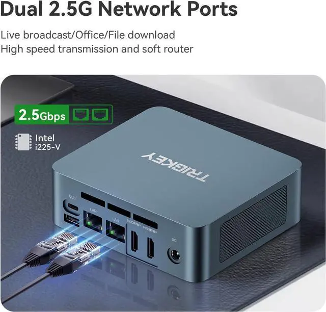 Alt view image 6 of 7 - Mini PC W11 Desktop 12th Gen Intel N100(4Core, Up to 3.4GHz)8G DDR5 4800MHz 500G PCIE1 SSD Dual Ethernet Mini Computer, Support Micro Computer W10 Pro/WiFi 6/BT5.2/Dual 2.0 HDMI/Triple Output