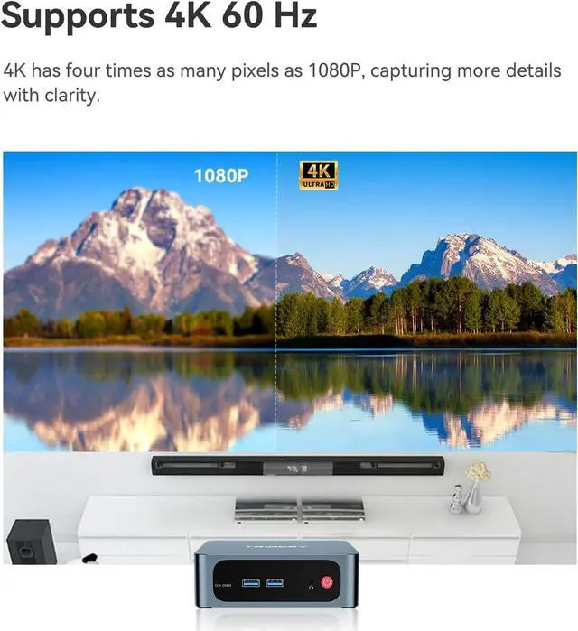 Alt view image 3 of 7 - Mini PC W11 Desktop 12th Gen Intel N100(4Core, Up to 3.4GHz)8G DDR5 4800MHz 500G PCIE1 SSD Dual Ethernet Mini Computer, Support Micro Computer W10 Pro/WiFi 6/BT5.2/Dual 2.0 HDMI/Triple Output