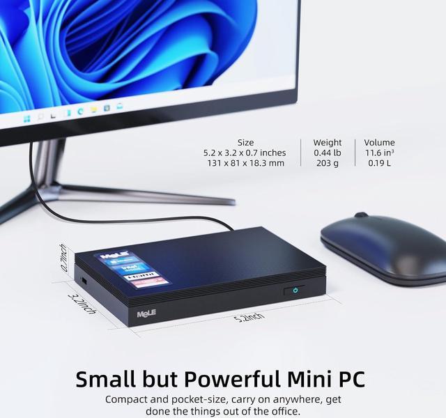 MeLE Quieter3C Fanless Mini PC USB-C N5105 Desktop Computer Windows 11 8GB  128GB 4K UHD Wifi 6 (New)