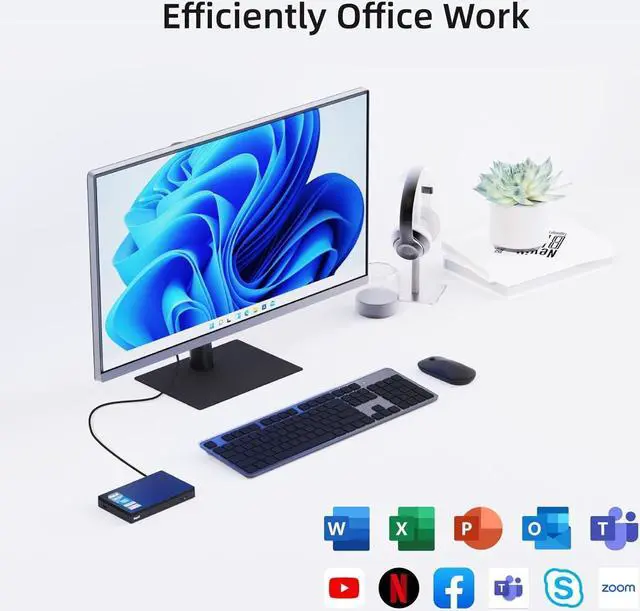 Alt view image 6 of 7 - MeLE Quieter3C Fanless Mini PC Windows 11 Pro Celeron N5105 8GB 128GB, Micro Computer with Full Function Type C PD3.0, Small Desktop WiFi6 Gigabit Ethernet IPXE Unlock BIOS on Industrial Media