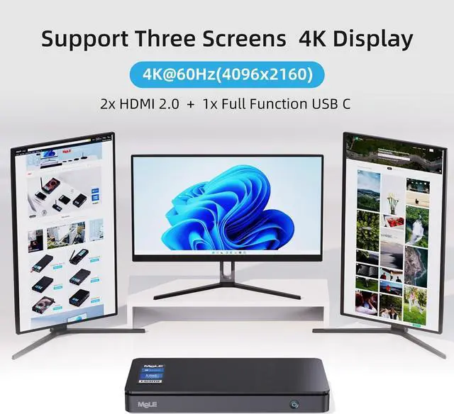 Alt view image 4 of 7 - MeLE Overclock3C N5095 16GB 512GB, Micro PC Windows 11 Pro Small Desktop,Mini Computer for Business Education Home, Triple Screen Display 4K HDMI Full Function USB-C. WiFi 6 Gigabit Ethernet BT5.2