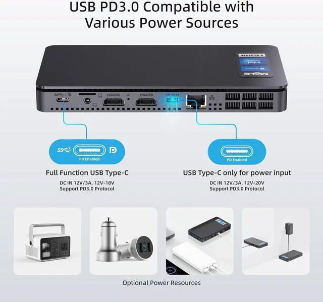 Alt view image 7 of 7 - MeLE Overclock3C N5095 16GB 512GB, Micro PC Windows 11 Pro Small Desktop,Mini Computer for Business Education Home, Triple Screen Display 4K HDMI Full Function USB-C. WiFi 6 Gigabit Ethernet BT5.2