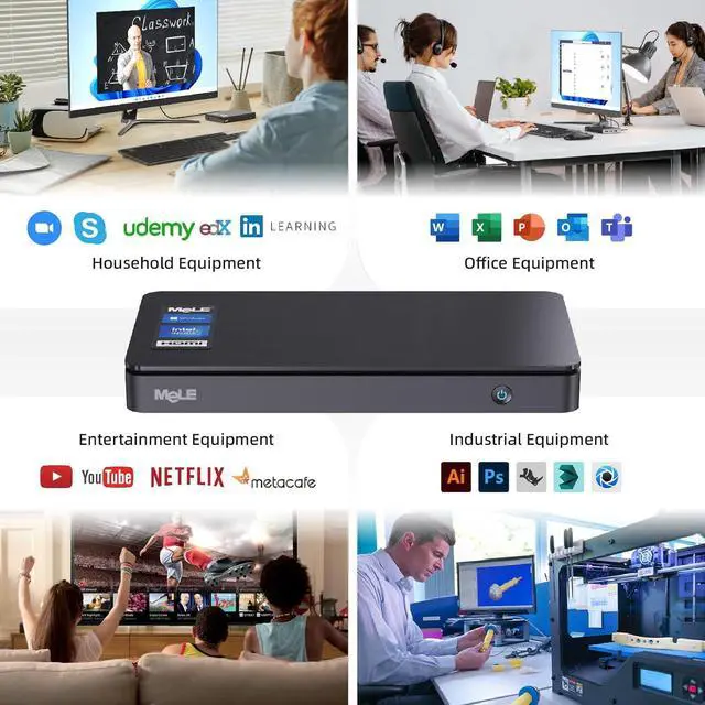 Alt view image 4 of 7 - MeLE Slim Mini PC Overclock3C Windows 11 Pro,N5095 8GB RAM 256GB Micro Computer,Small Desktop for Industrial IOT Business Dual 4K HDMI Full Function USB-C WiFi 6 Gigabit Ethernet BT5.2
