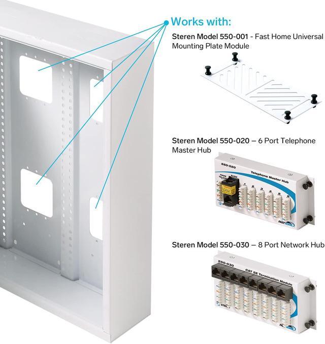 Alt view image 5 of 7 - Structured Media Enclosure Accessories - Structured Wiring Cabinet - Structured Wiring Enclosure - Structured Media Cabinet - Structured Media Center - Fasthome Surface Mount Enclosure - 19"