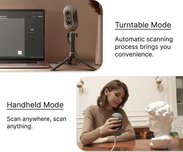 Alt view image 2 of 7 - 3DMakerpro Mole 3D Scanner for 3D Printing and Modeling, 0.05mm Accuracy 10 Fps Scan Speed, Turntable and Handheld Scan Modes for Face and Body Scanning, Compatible with Win10/MasOS, Premium Package