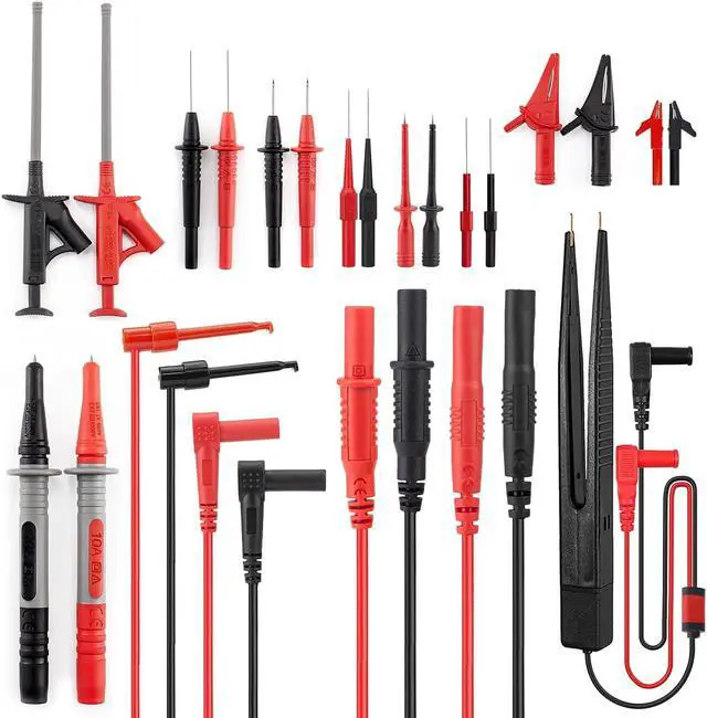 Main image of 23PCS Multimeter Test Leads Kit with Replaceable Precision Probes Set and Alligator Clips, Test Probes, Test Hook, Flexible Wires Professional Kit General Use for Digital Electrical Testing