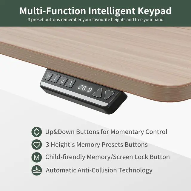 Alt view image 2 of 7 - 75 Inches Triple Motor L Shaped Standing Desk Reversible, Electric Height Adjustable Corner Stand up Desk, Sit Stand Desk Computer Workstation, White Frame/Light Walnut Top