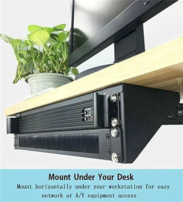 Alt view image 4 of 7 - 2U 19 Inch Steel Vertical Wall Mount Server Rack 125 lb Heavyload, Black