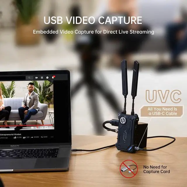 Alt view image 5 of 7 - Cosmo C1 [Official] 1000ft Wireless HDMI/SDI Video Transmission System 40ms 1080P 12-20Mbps 5G Image&Audio Transmitter Receiver, Embedded UVC Live Stream Seamless Channel Switch SDI-Loopout