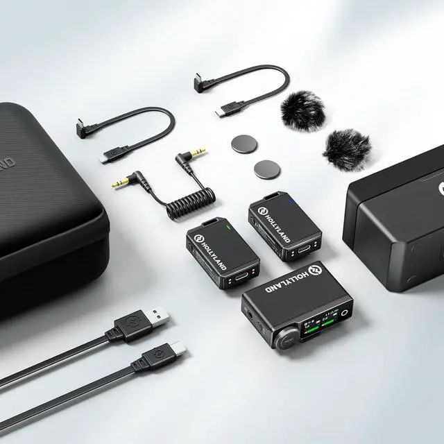Alt view image 2 of 7 - Wireless Lavalier Microphone System with Professional ENC, Studio Quality Audio, 22H Duration, 820ft(250m) Range, Compatible with DSLR Camera, iPhone, Android, PC-Black