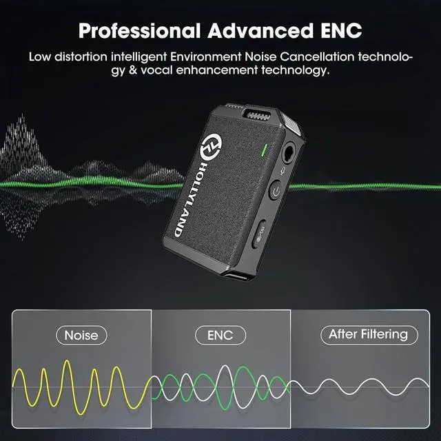 Alt view image 5 of 7 - Wireless Lavalier Microphone System with Professional ENC, Studio Quality Audio, 22H Duration, 820ft(250m) Range, Compatible with DSLR Camera, iPhone, Android, PC-Black
