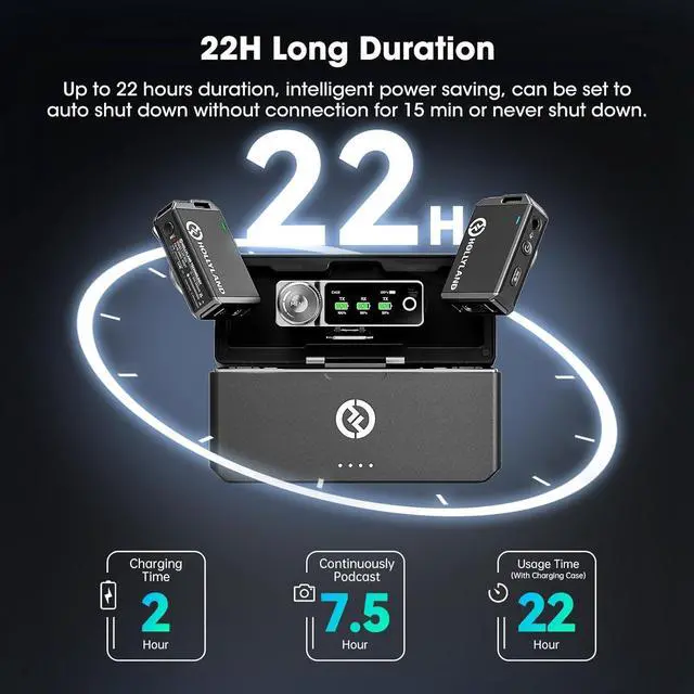 Alt view image 3 of 7 - Wireless Lavalier Microphone System with Professional ENC, Studio Quality Audio, 22H Duration, 820ft(250m) Range, Compatible with DSLR Camera, iPhone, Android, PC-Black