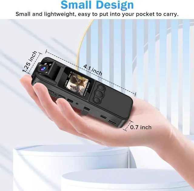 Alt view image 4 of 7 - Body Camera with Audio and Video Recording, HD 1296P Body Cam with 180° Rotating Lens, Night Vision, 64G B9 Body Worn Camcorder, Perfect for Personal Civilians, Police Law Enforcement