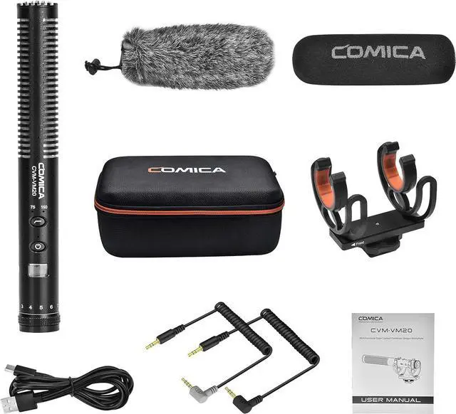 Alt view image 4 of 7 - VM20 Shotgun Microphone, Super-Cardioid Camera Microphone with Rycote Shockmount, Windscreen, Wind Muff, OLED Power Display, Video Microphone for Smartphones, DSLR Cameras, Tablets, Laptops