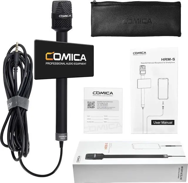 Alt view image 2 of 7 - Handheld Interview Microphone, HRM-S 3.5mm TRRS Cardioid Condenser Reporter Microphone for Recording, Speech, Stage, Vocal Mic for Smartphones Laptops and DSLR Cameras