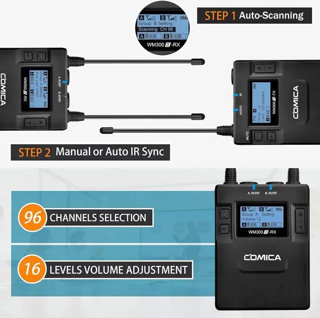 Alt view image 6 of 7 - Dual Wireless Lavalier Microphone System,CVM-WM300A UHF 96 Channel Professional Lapel Lav Microphone for DSLR Canon Nikon Sony Camera XLR Camcorder Youtube Interview TV Video Recording(2TX+1RX)