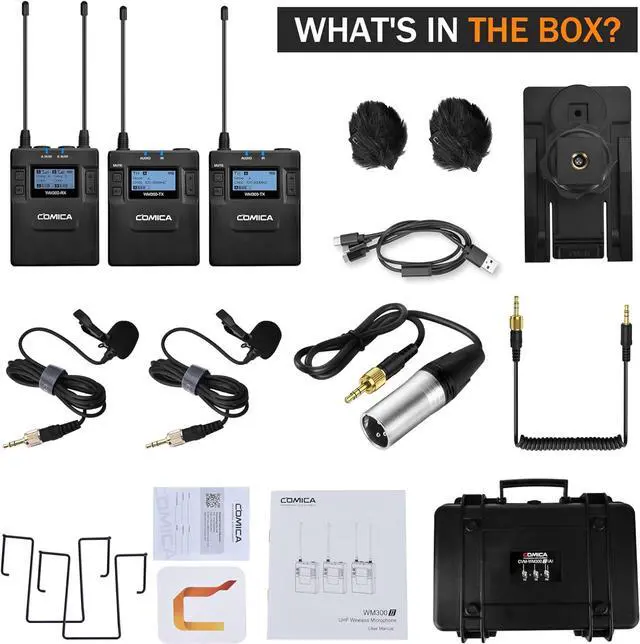 Alt view image 7 of 7 - Dual Wireless Lavalier Microphone System,CVM-WM300A UHF 96 Channel Professional Lapel Lav Microphone for DSLR Canon Nikon Sony Camera XLR Camcorder Youtube Interview TV Video Recording(2TX+1RX)