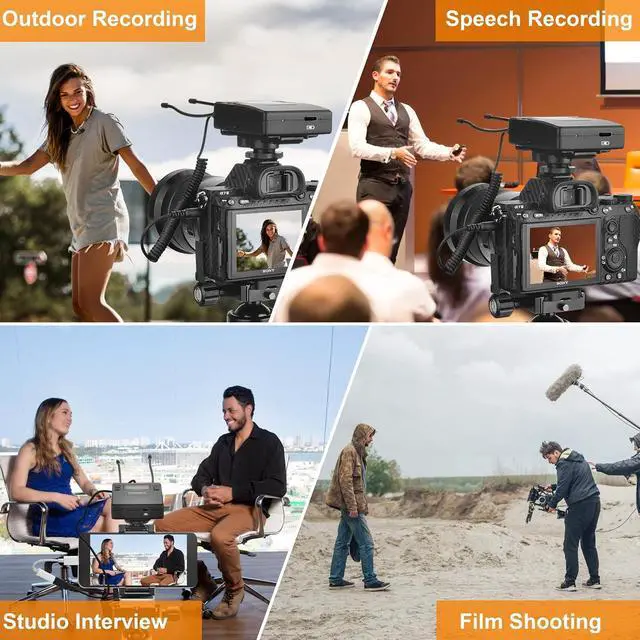 Alt view image 5 of 7 - Dual Wireless Lavalier Microphone System,CVM-WM300A UHF 96 Channel Professional Lapel Lav Microphone for DSLR Canon Nikon Sony Camera XLR Camcorder Youtube Interview TV Video Recording(2TX+1RX)