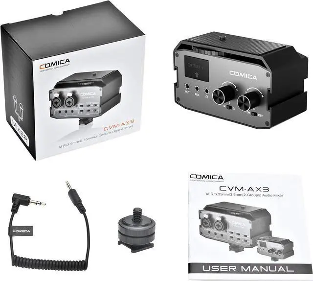 Alt view image 2 of 7 - DSLR Preamp, CVM-AX3 XLR Microphone Audio Mixer, Dual XLR/3.5mm/6.35mm Port Camera Mixer, Video Adapter with Real-time Monitoring for Canon Nikon Sony Panasonic DSLR Camera Camcorder