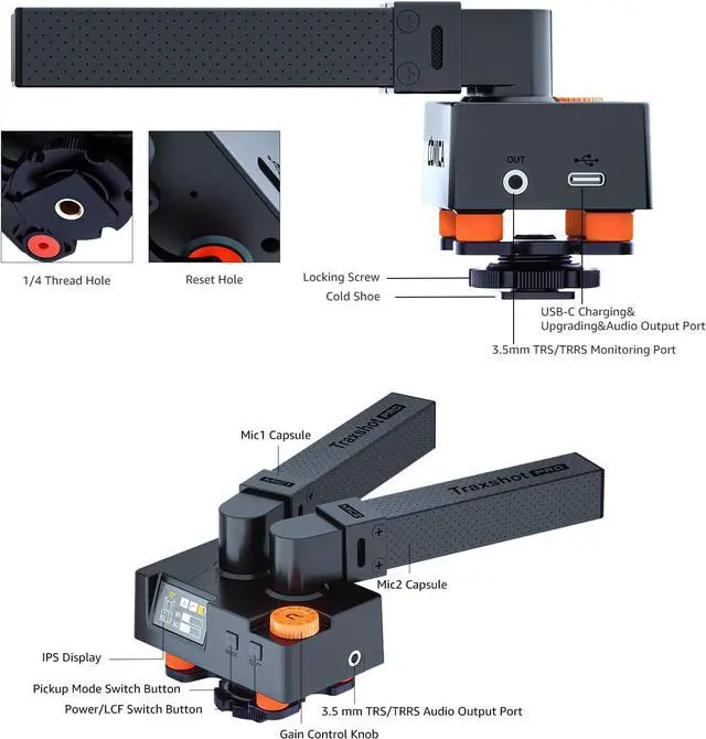 Alt view image 5 of 7 - Traxshot Pro Shotgun Microphone, 3 Pickup Modes, USB C Digital Output, All-in-One Video Microphone for Camera, iPhone, Android Phones, PC- Mic for Video Recording, Vlogging and Interviews