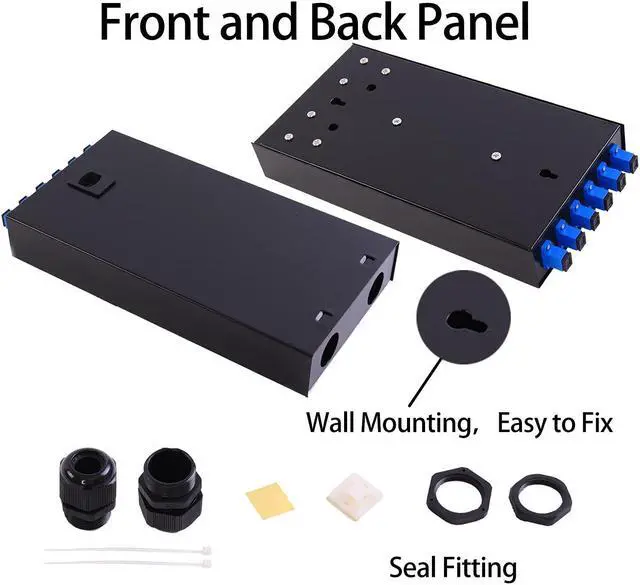 Alt view image 4 of 7 - SC SM 6Port Box +Cables Wall Mount Fiber Enclosure with Splicing Module and Loaded 6 Port SC-UPC Singlemode LGX Panel
