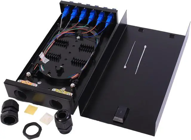Main image of SC SM 6Port Box +Cables Wall Mount Fiber Enclosure with Splicing Module and Loaded 6 Port SC-UPC Singlemode LGX Panel