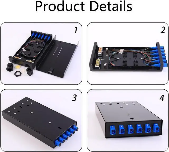 Alt view image 3 of 7 - SC SM 6Port Box +Cables Wall Mount Fiber Enclosure with Splicing Module and Loaded 6 Port SC-UPC Singlemode LGX Panel