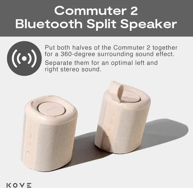 Alt view image 3 of 6 - Commuter 2 Portable Speaker - Sand Bluetooth Speakers, Wireless with HD Louder Volume, Deep Bass Subwoofer, Microphone, IPX7 Water Resistant - Perfect Boom Box for Home, Outdoor or Travel