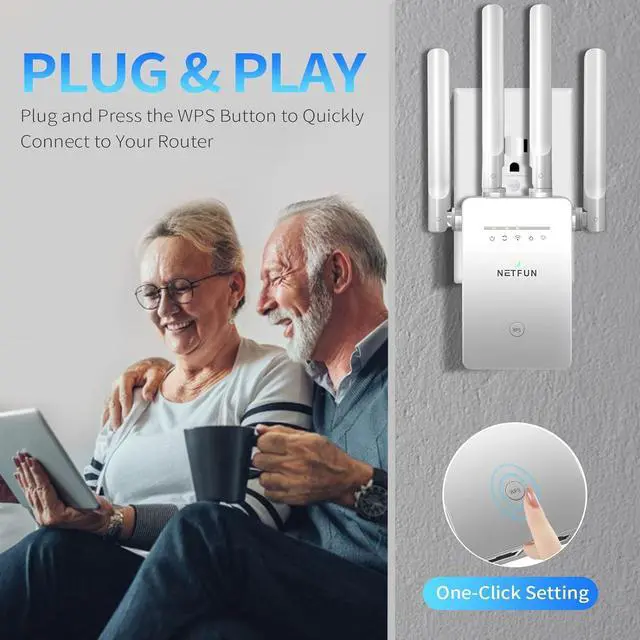 Alt view image 3 of 7 - WiFi Extender Signal Booster for Home - up to 9956 sq.ft Coverage - Long Range Wireless Internet Repeater and Signal Amplifier with Ethernet Port, 1 Tap Easy Setup