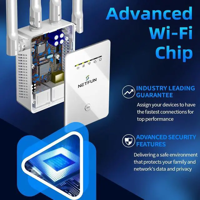 Alt view image 4 of 7 - WiFi Extender Signal Booster for Home - up to 9956 sq.ft Coverage - Long Range Wireless Internet Repeater and Signal Amplifier with Ethernet Port, 1 Tap Easy Setup