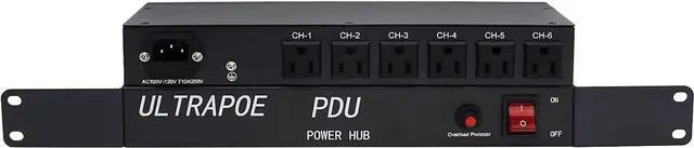 Main image of 1U Disassembled Rack Mount Cable Management Panel,6 Outlet Horizontal 1U Rack Mount PDU Power Strip,120V/15A/50-60HZ,6ft Power Cord, for 19-Inch Rack or Cabinet