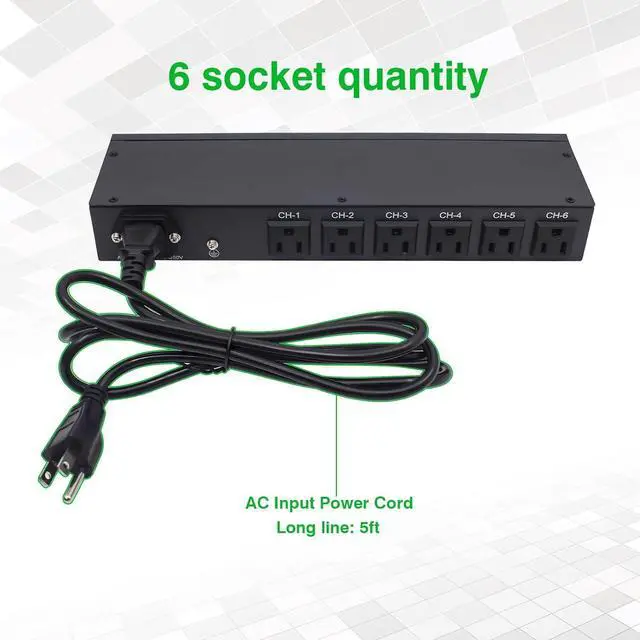 Alt view image 4 of 7 - 1U Disassembled Rack Mount Cable Management Panel,6 Outlet Horizontal 1U Rack Mount PDU Power Strip,120V/15A/50-60HZ,6ft Power Cord, for 19-Inch Rack or Cabinet