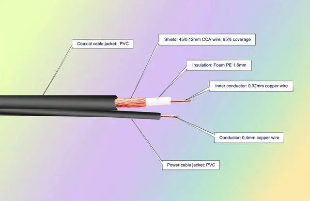 Alt view image 4 of 6 - 100ft Pre-Made All-in-One BNC Video and Power Cable with Connector for Surveillance CCTV Security Camera Video System - Black