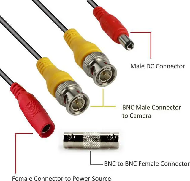 Alt view image 3 of 6 - 100ft Pre-Made All-in-One BNC Video and Power Cable with Connector for Surveillance CCTV Security Camera Video System - Black