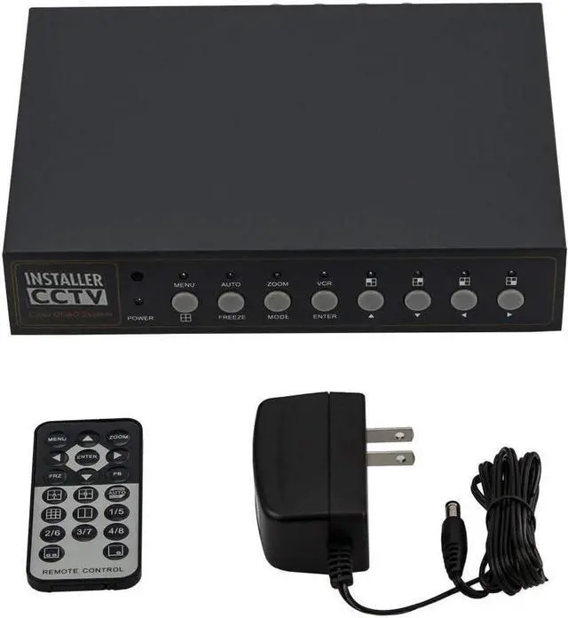 Main image of CCTV 4CH Video Color Quad Multiplexer with Loopout, Remote Control and Free 1 Amp Power Adapter