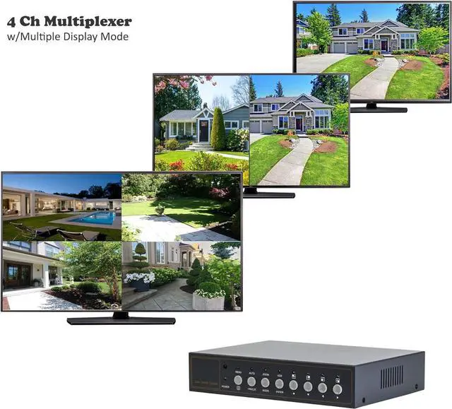 Alt view image 3 of 4 - CCTV 4CH Video Color Quad Multiplexer with Loopout, Remote Control and Free 1 Amp Power Adapter