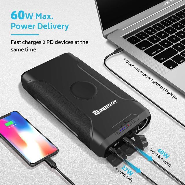 Renogy 72000mAh 266Wh 12v Power Bank with 60W PD, CPAP Battery for Camping,  High Capacity Large Camping Power Bank with USB-C DC Wireless Charging 